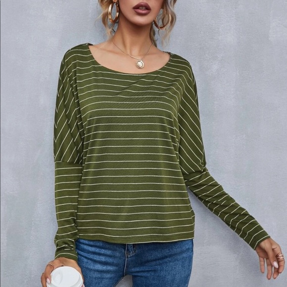 Boho striped drop shoulder long sleeve top - Picture 12 of 15